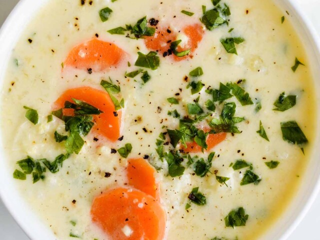 cauliflower millet soup with lemon
