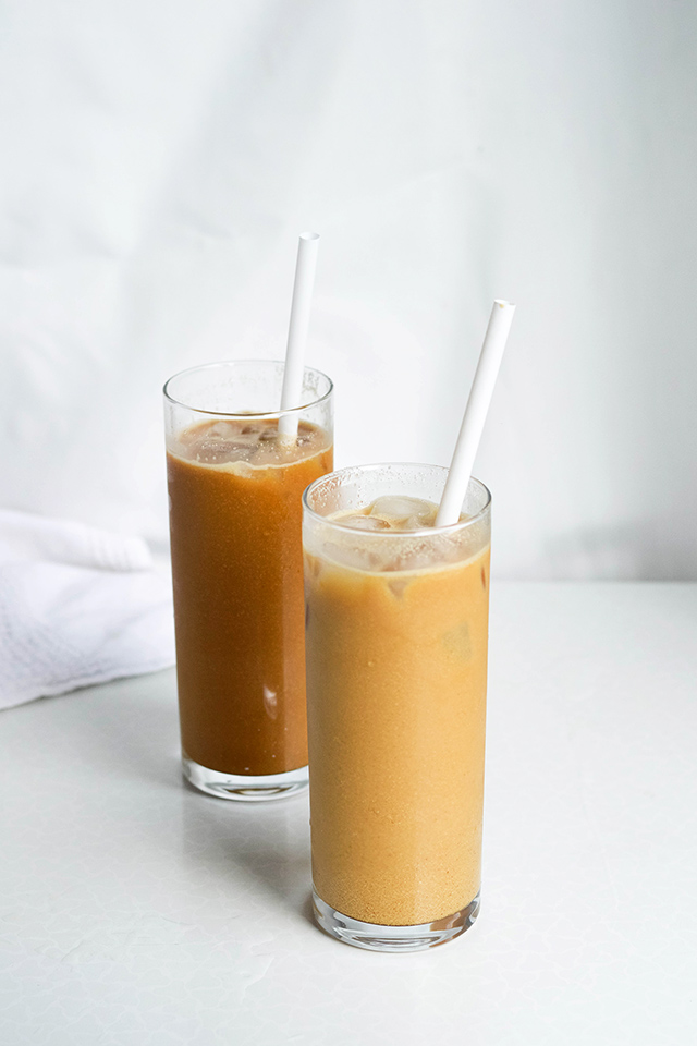 Image showcasing Macadamia iced coffee with vanilla syrup