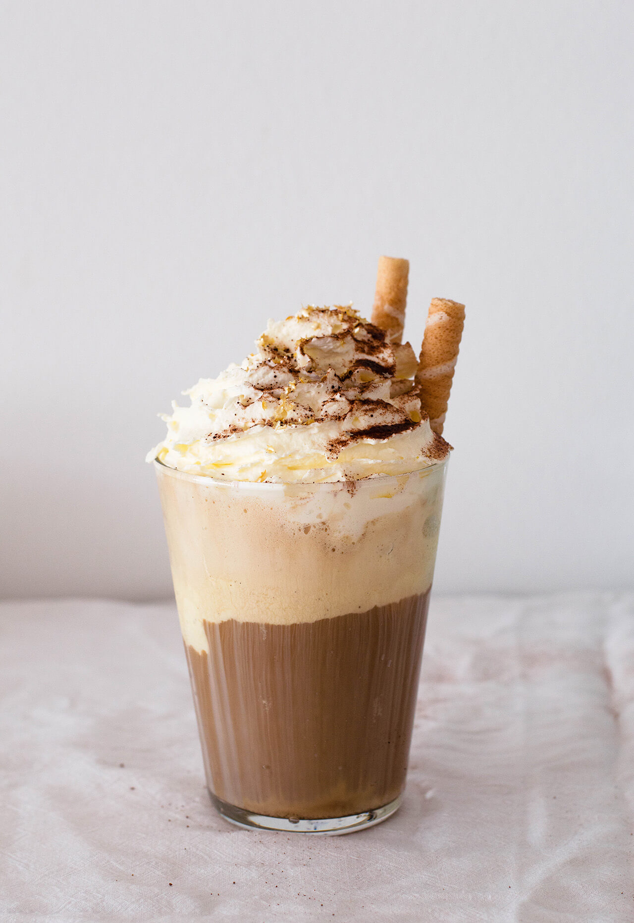 Ice cream iced coffee with whipped cream Sugar Salted