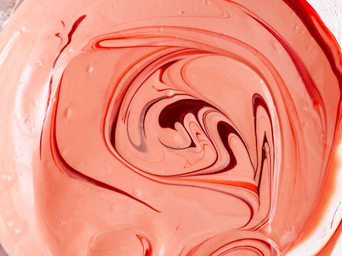 white chocolate with red food coloring