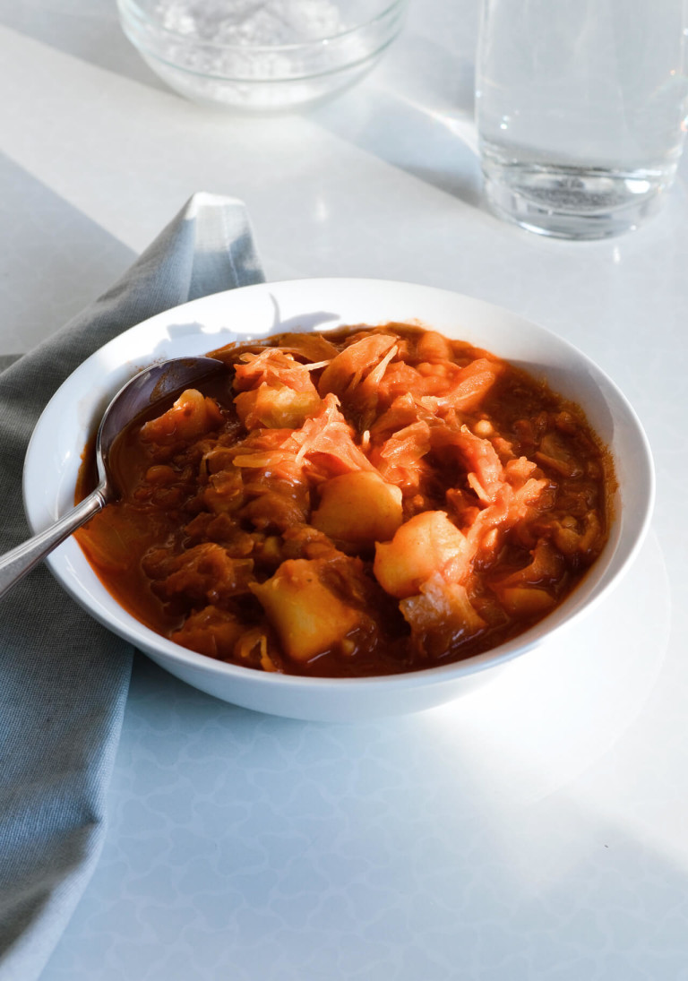 Potato sauerkraut stew (vegan + GF)