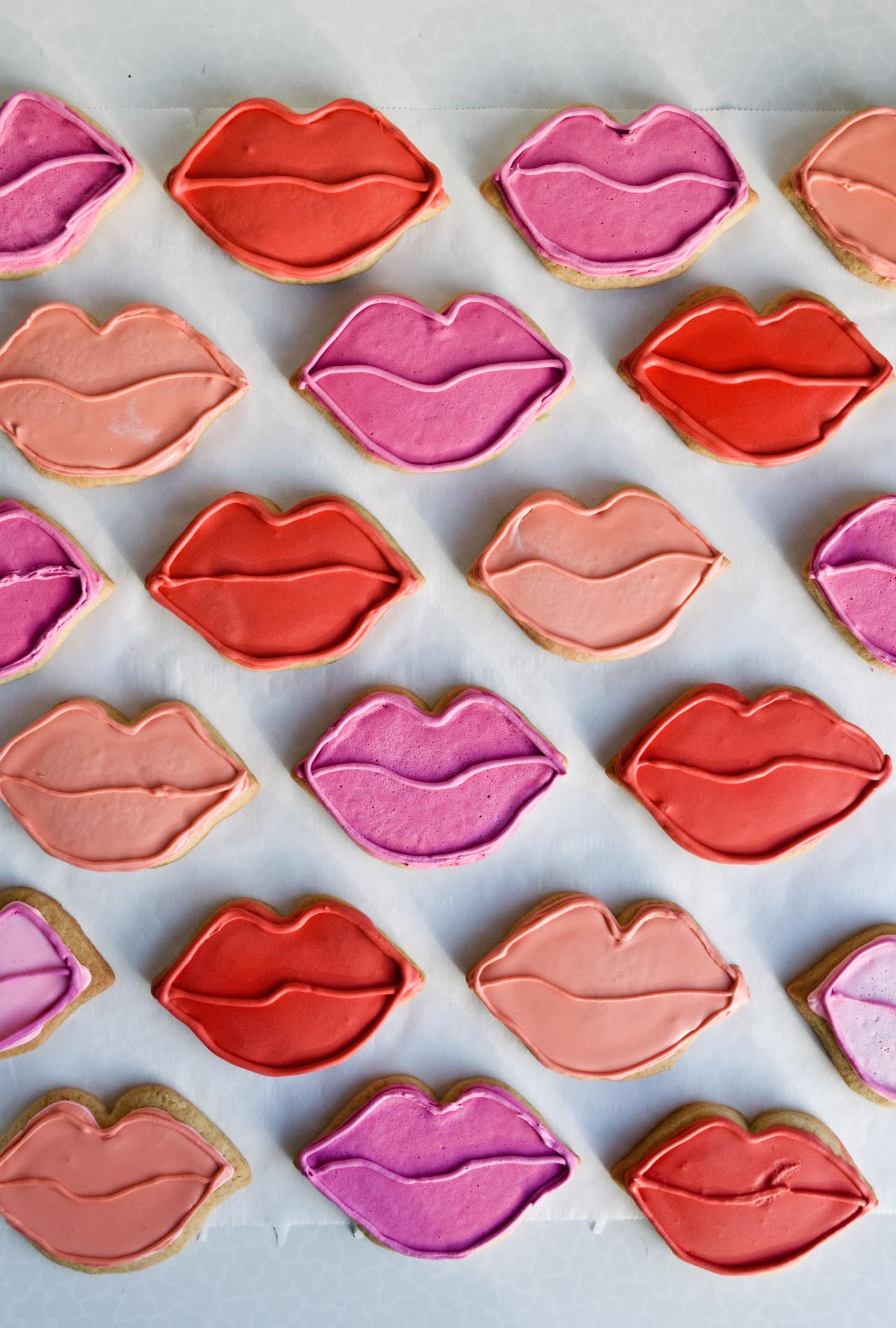 lip shaped sugar cookies - fun pretty cookies for Valentine's day or girlfriend brunch!