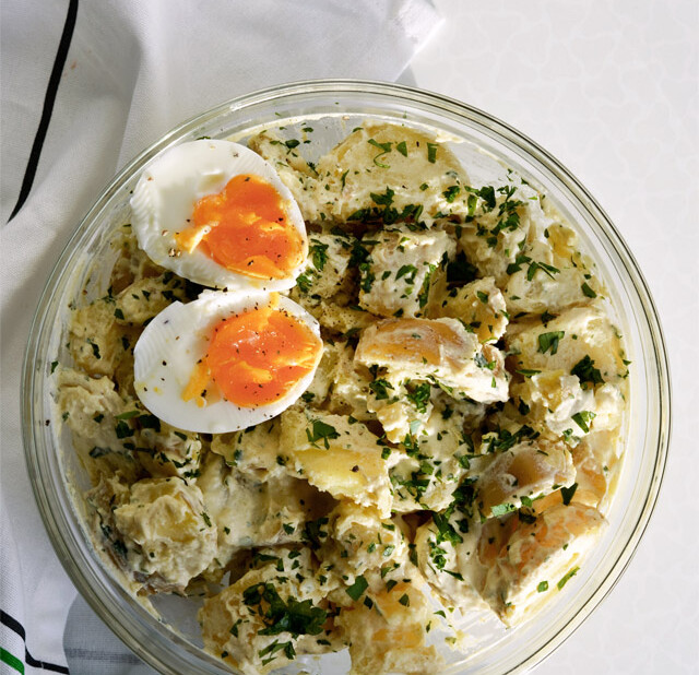 mustard sour cream potato salad with parsley