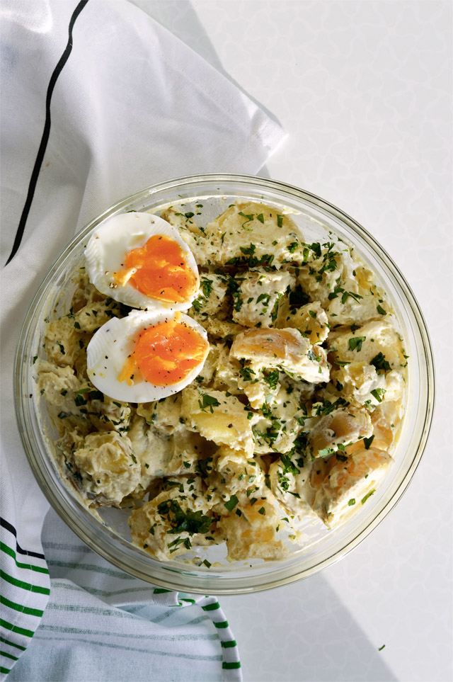 mustard sour cream potato salad with parsley