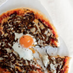 simple radicchio pizza with egg on top