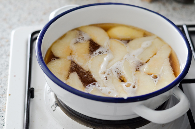 Creamy millet porridge with maple poached pears, yogurt, honey