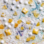 Tropical white chocolate bark with meringues