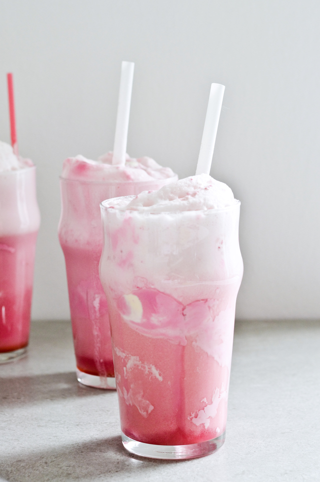 Elderflower strawberry ice cream float