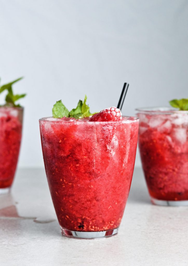 raspberry granita rose cocktails with mint