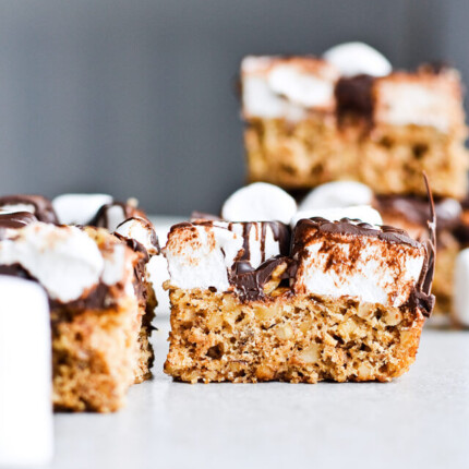 Nutty rocky road bars, made with walnuts, bittersweet chocolate and big marshmallows. Inspired by Gilmore Girls Season 1. | more at sugarsalted.com