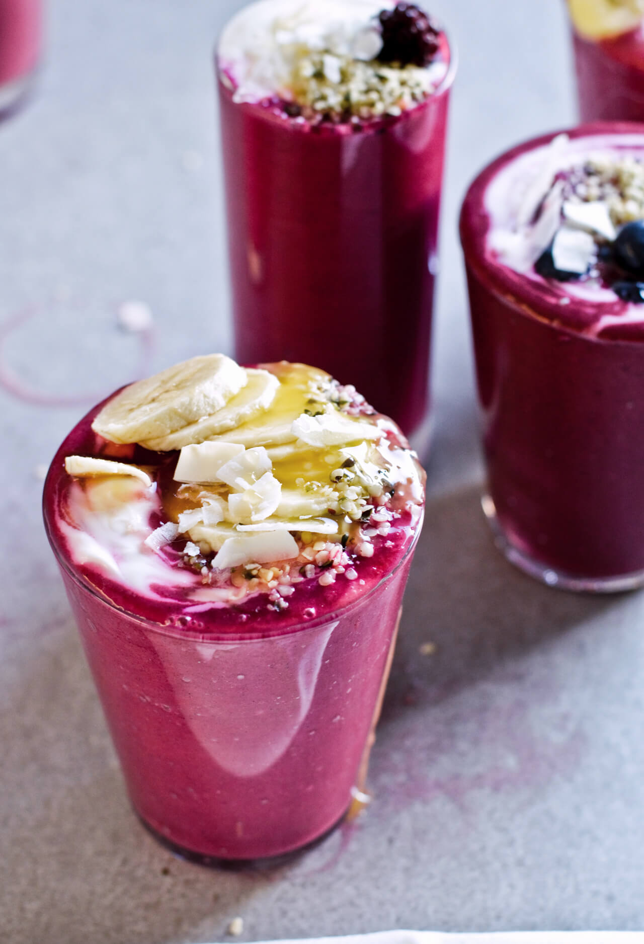 Avocado citrus berry beet smoothie - 3 recipes - aren't just pretty but are really healthy too! Purify and detox your body and start the day the vibrant way. Great breakfast or snack option. | @mitzyathome sugarsalted.com