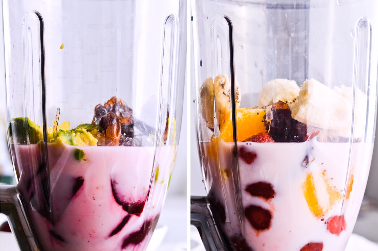 Avocado citrus berry beet smoothie - 3 recipes - aren't just pretty but are really healthy too! Purify and detox your body and start the day the vibrant way. Great breakfast or snack option. | @mitzyathome sugarsalted.com
