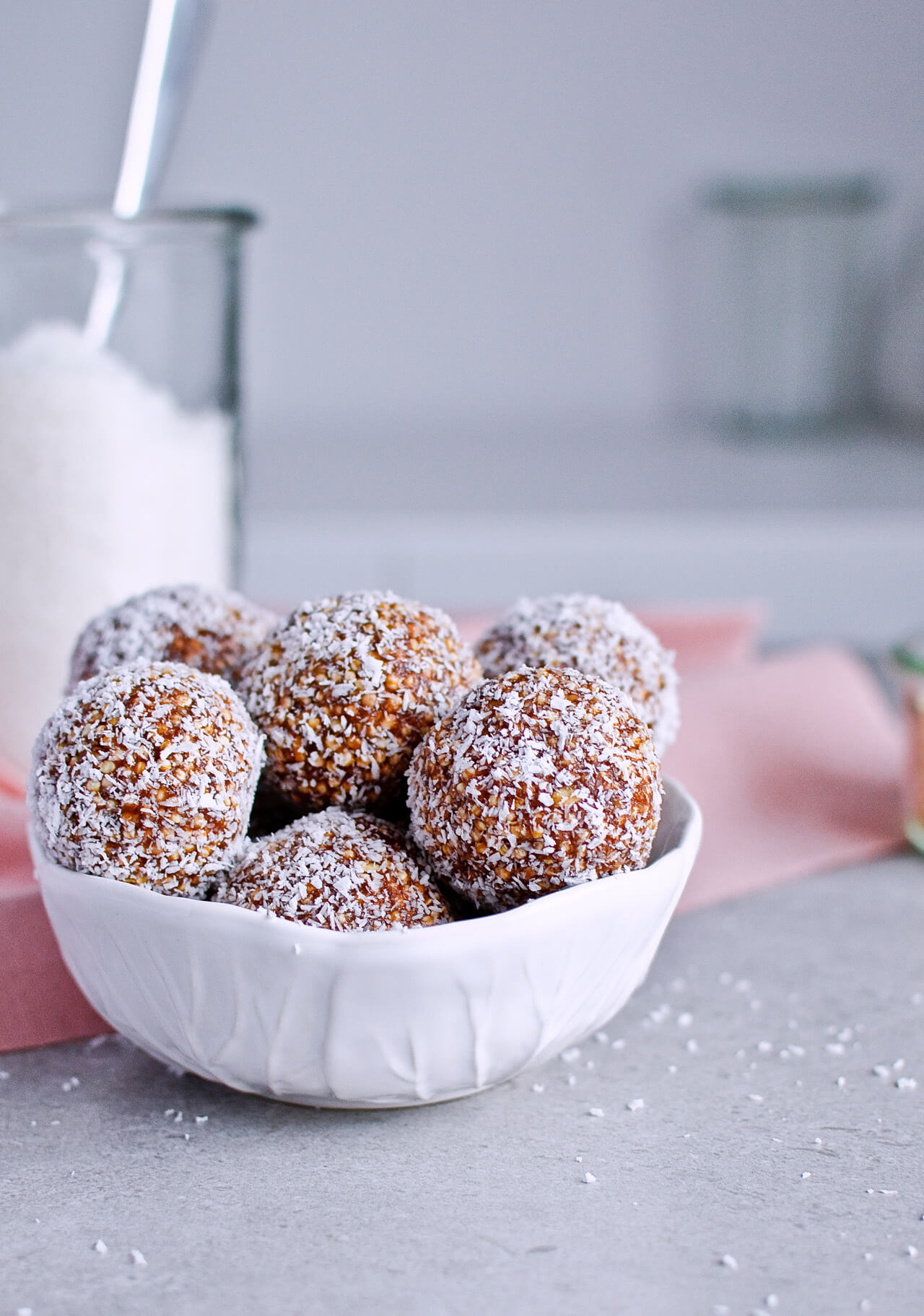 Recipe for Puffed quinoa date energy balls, packed with all the good stuff! Great healthy snack. | sugarsalted.com