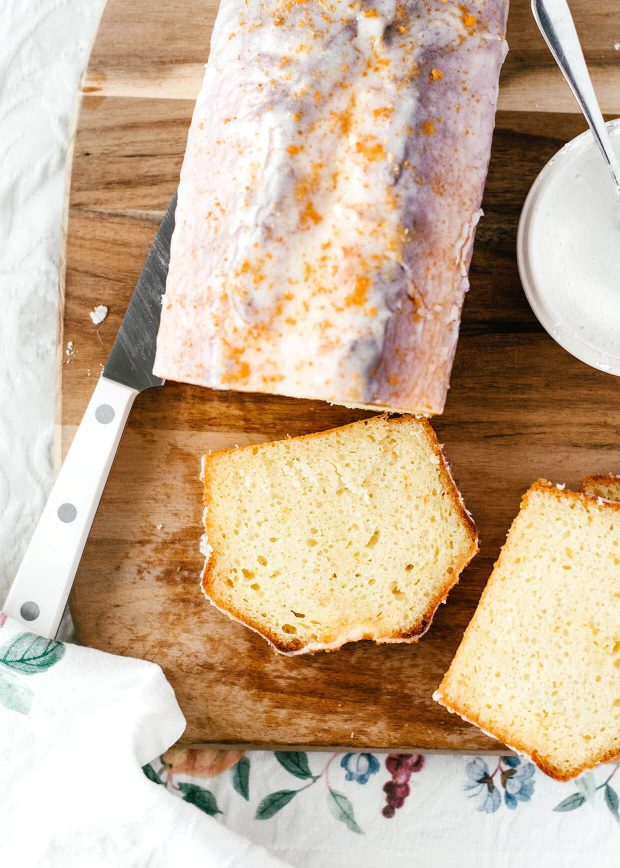 sliced loaf cake on a wooden board