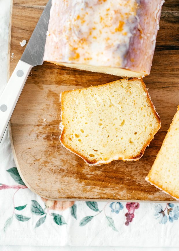 slice of winter citrus yogurt loaf cake