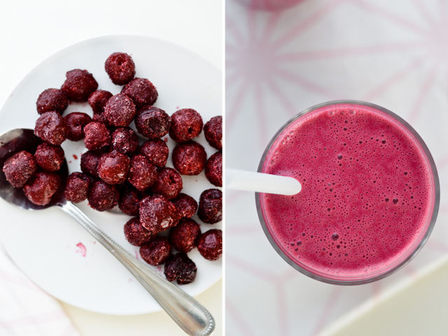 frozen cherries and cherry smoothie