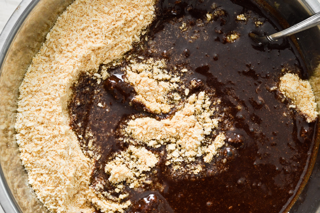 making rum ball dough with chocolate