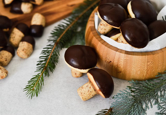 Chocolate walnut mushroom cookies