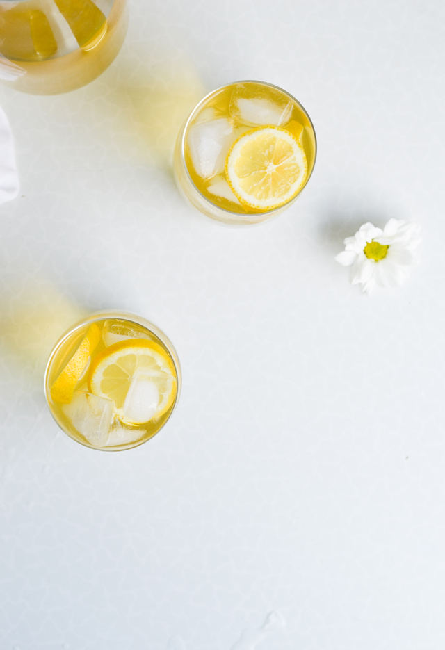 apricot iced tea with chamomile and lemon