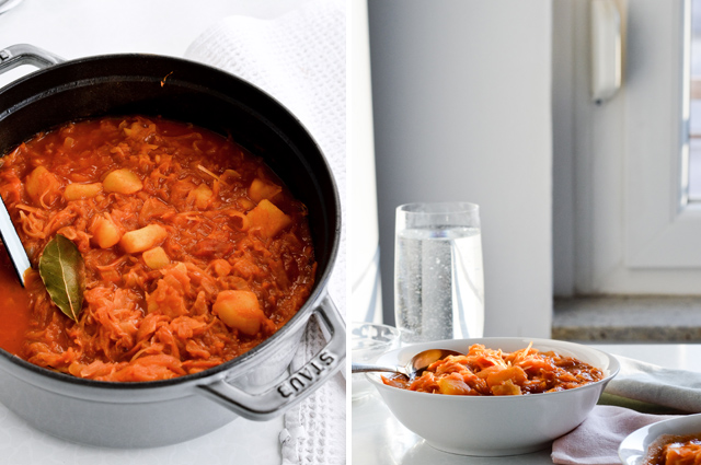 Potato sauerkraut stew - make when you want to get warm and eat something healthy yet filling! Vegan and gluten free. 
