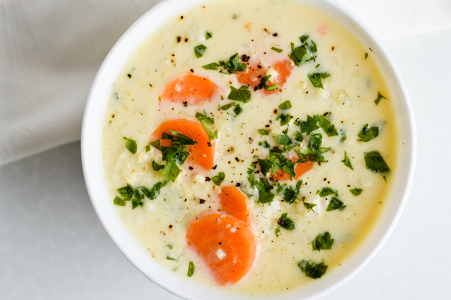 creamy cauliflower soup with millet