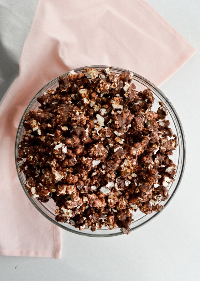 Coconut chocolate popcorn is the best snack ever. Made on the stove in minutes and completely adjustable to your taste. 