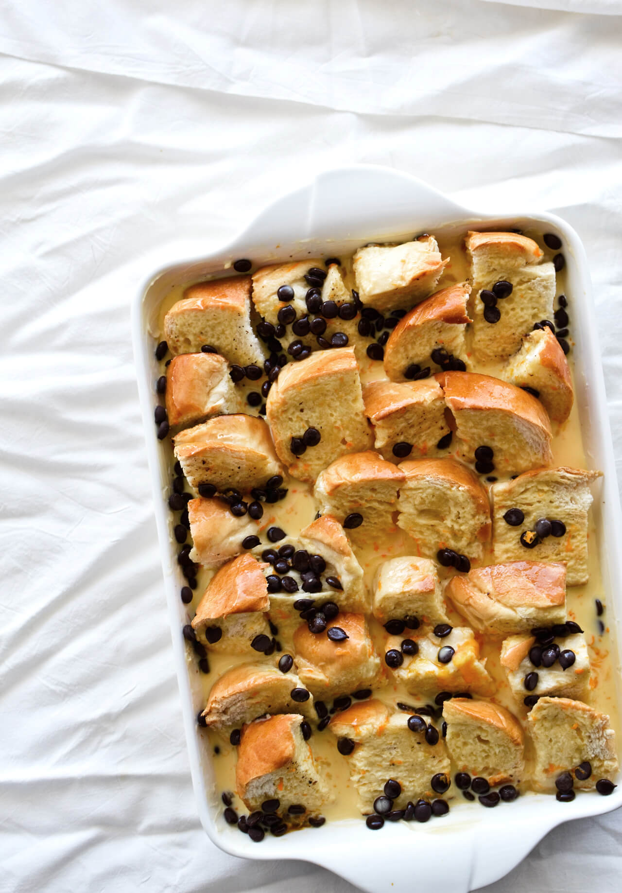 bread pudding before baking