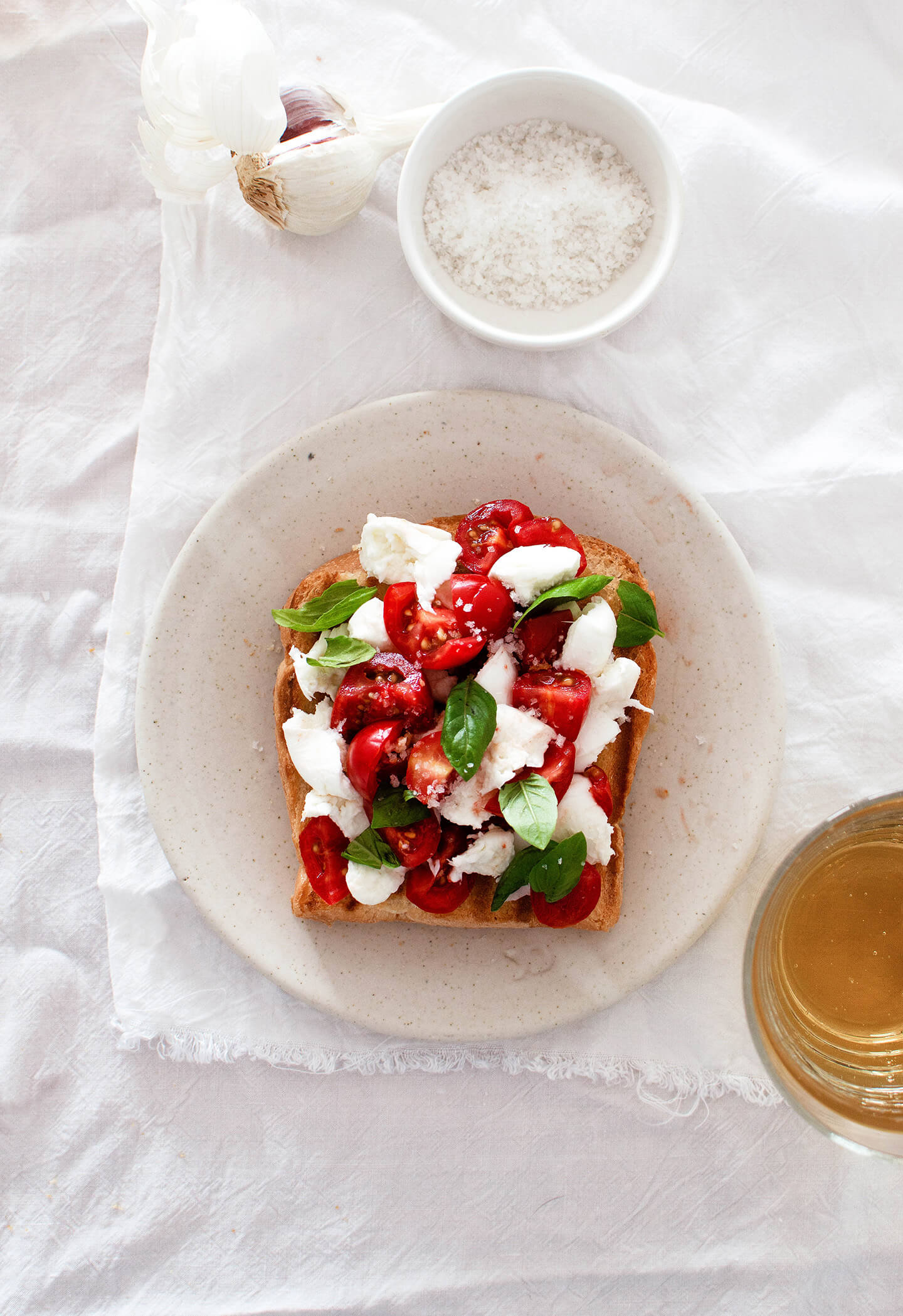 Bruschetta-style tomato mozzarella toast