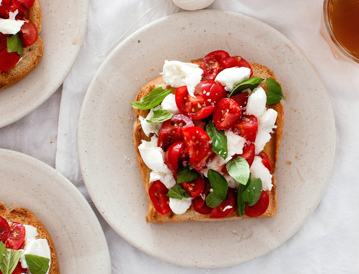 Bruschetta-style tomato mozzarella toast