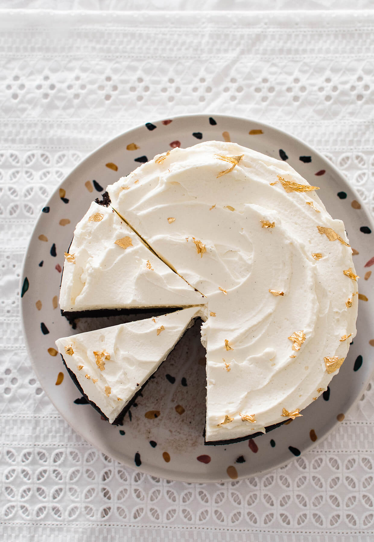 With a fierce chocolate flavor and superb mascarpone frosting, this chocolate stout cake just might be your new favorite cake! Single layer cake with plenty of frosting!