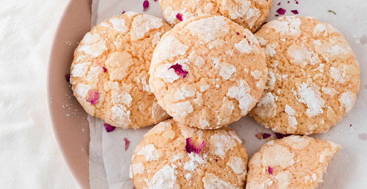 Rose water lemon crinkle cookies