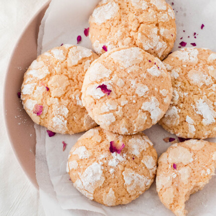 Rose water lemon crinkle cookies