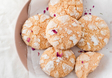 Rose water lemon crinkle cookies
