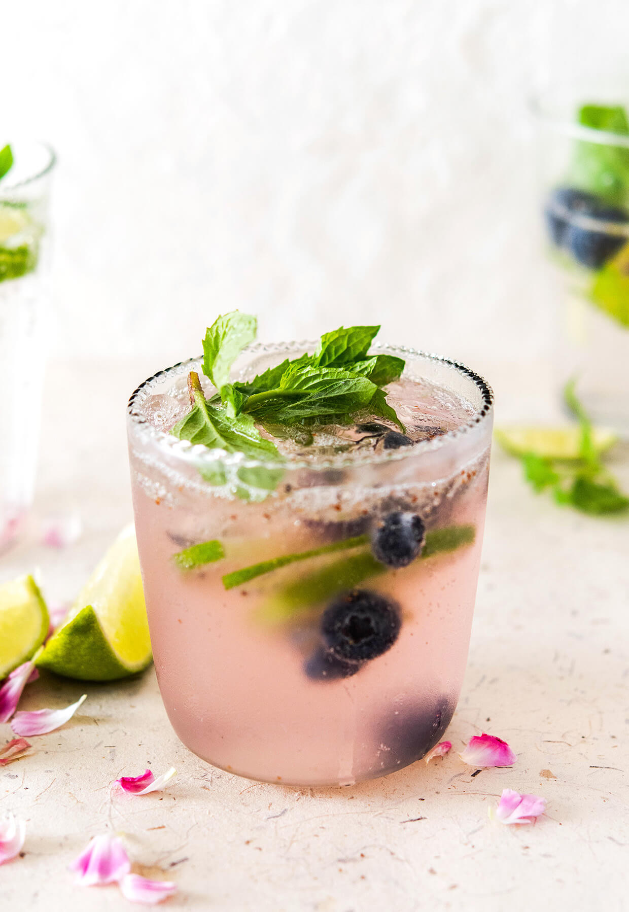 Elderflower blueberry lime virgin cocktail