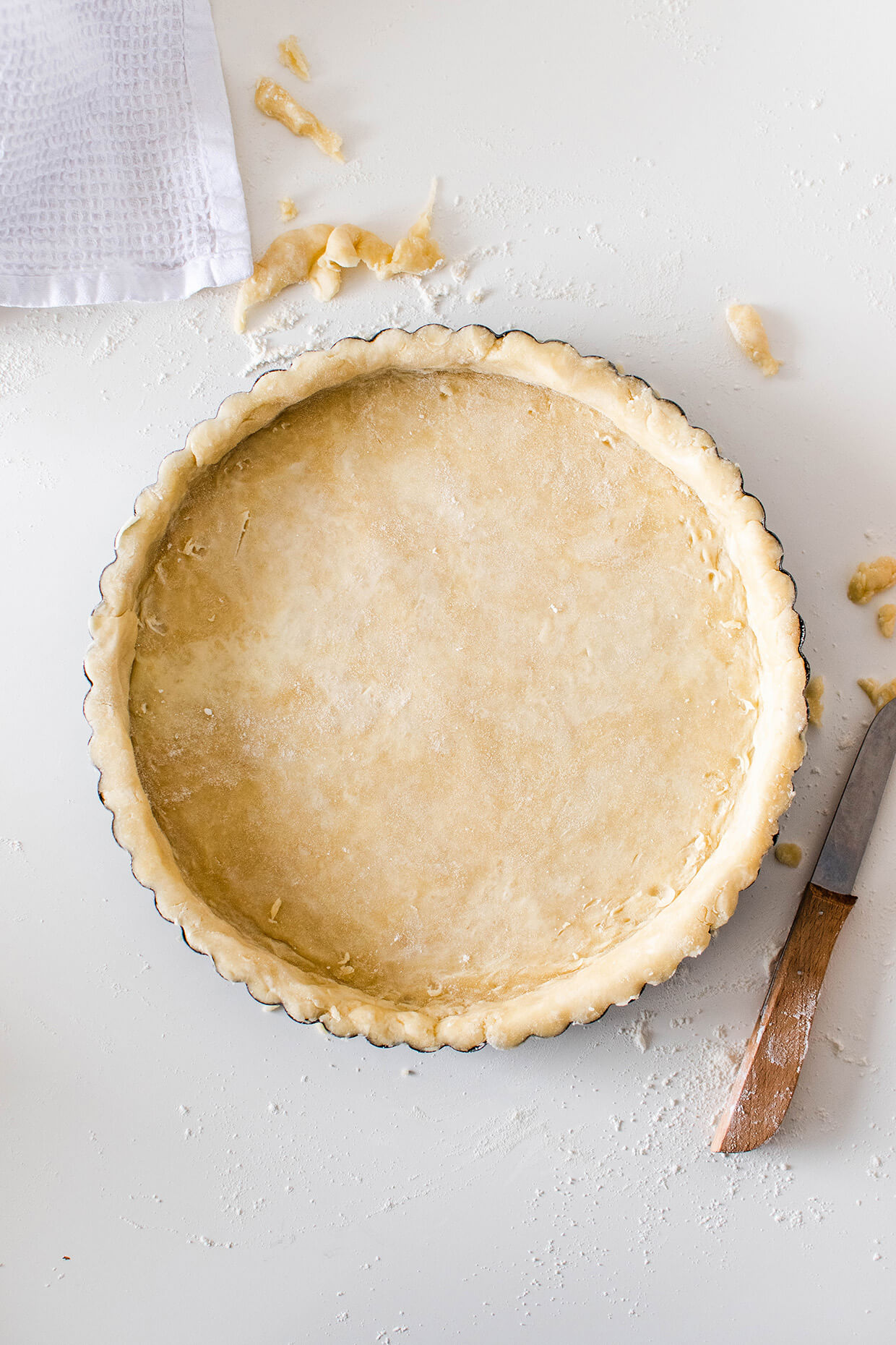 pastry dough rolled in tart pan