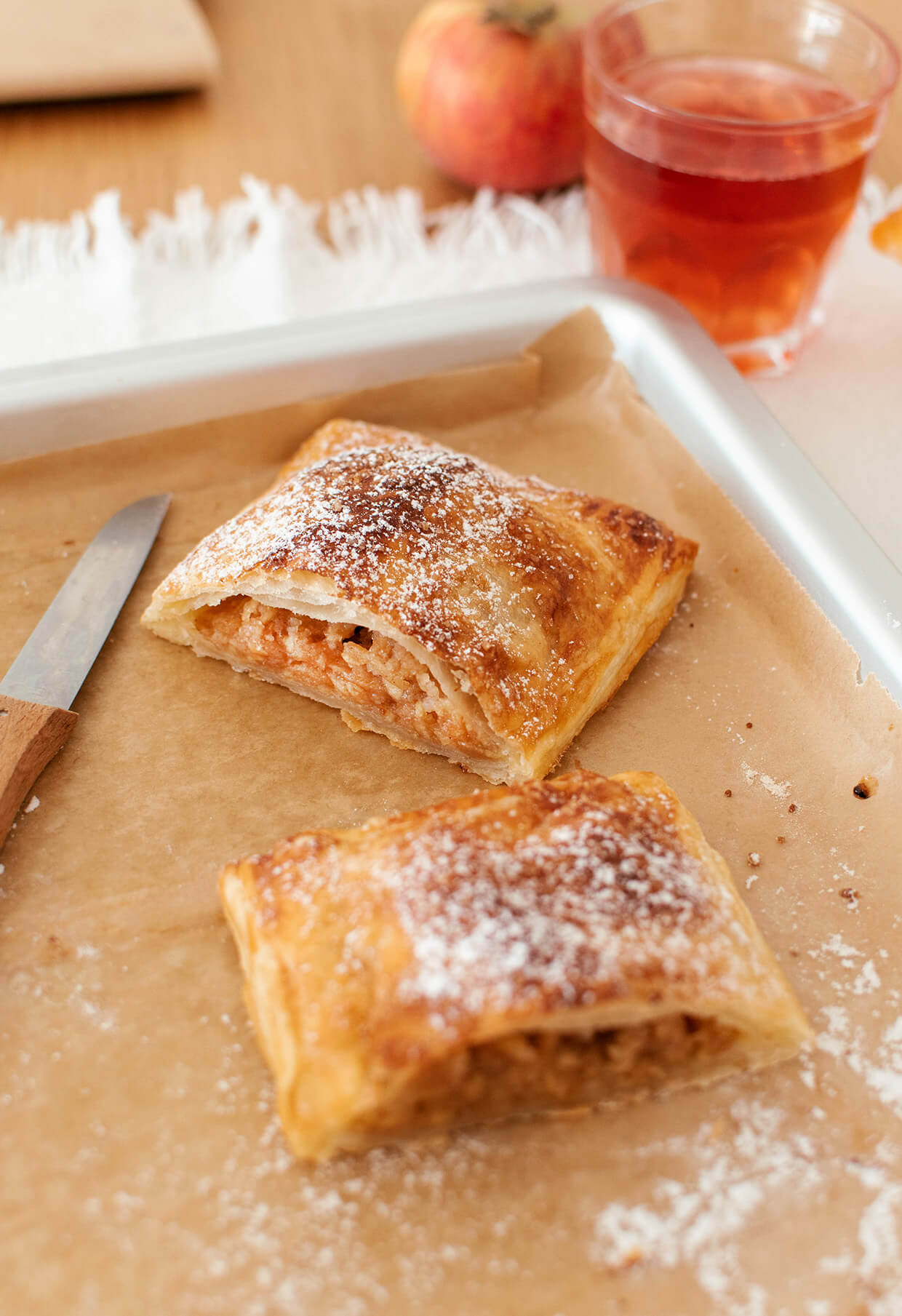 sliced puff pastry apple hand pie