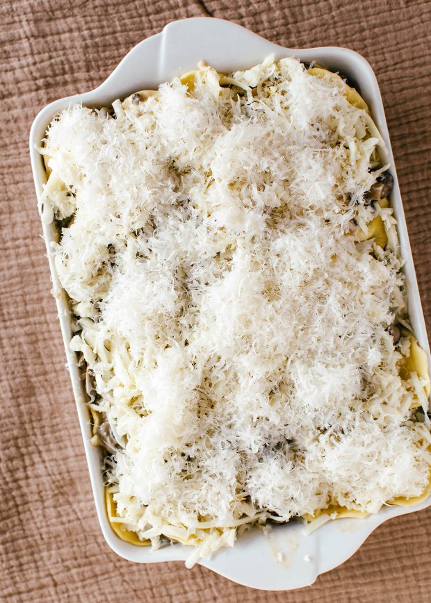 ravioli baked with grated cheese before baking