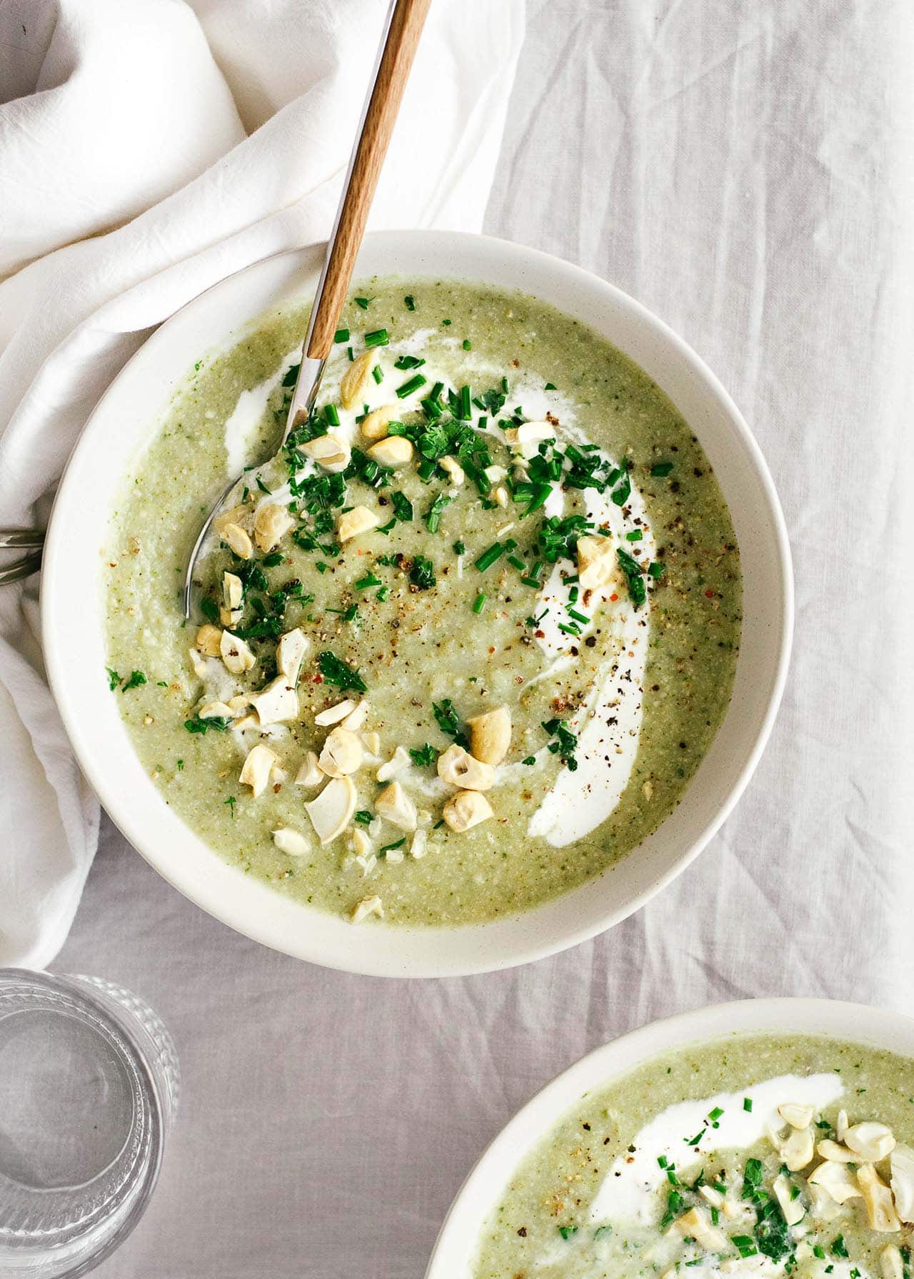 cruciferous vegetable winter green soup with cashews