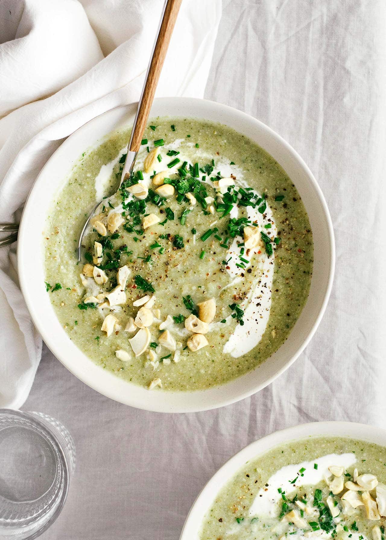 cruciferous vegetable winter green soup with cashews 