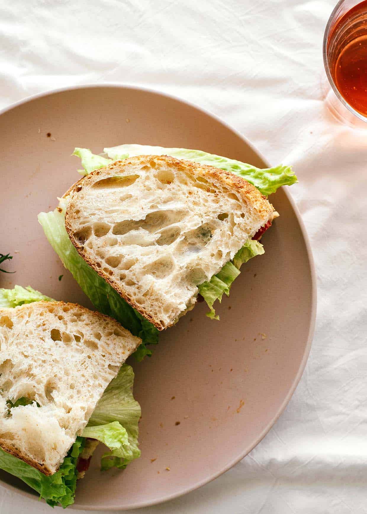 top view of fresh sourdough sandwich
