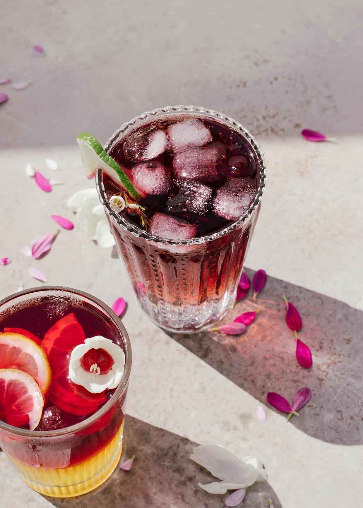 deep red wine cocktail served in glass