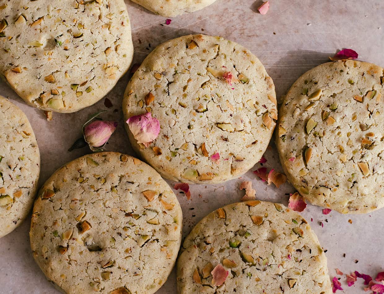 rosewater pistachio shortbreads