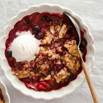 plum blueberry coconut crisp