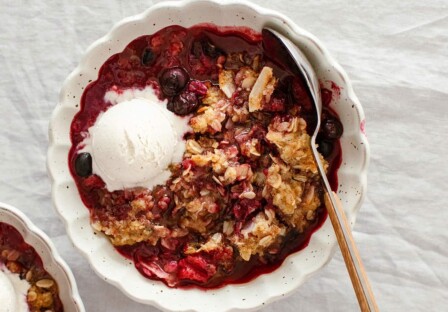 plum blueberry coconut crisp