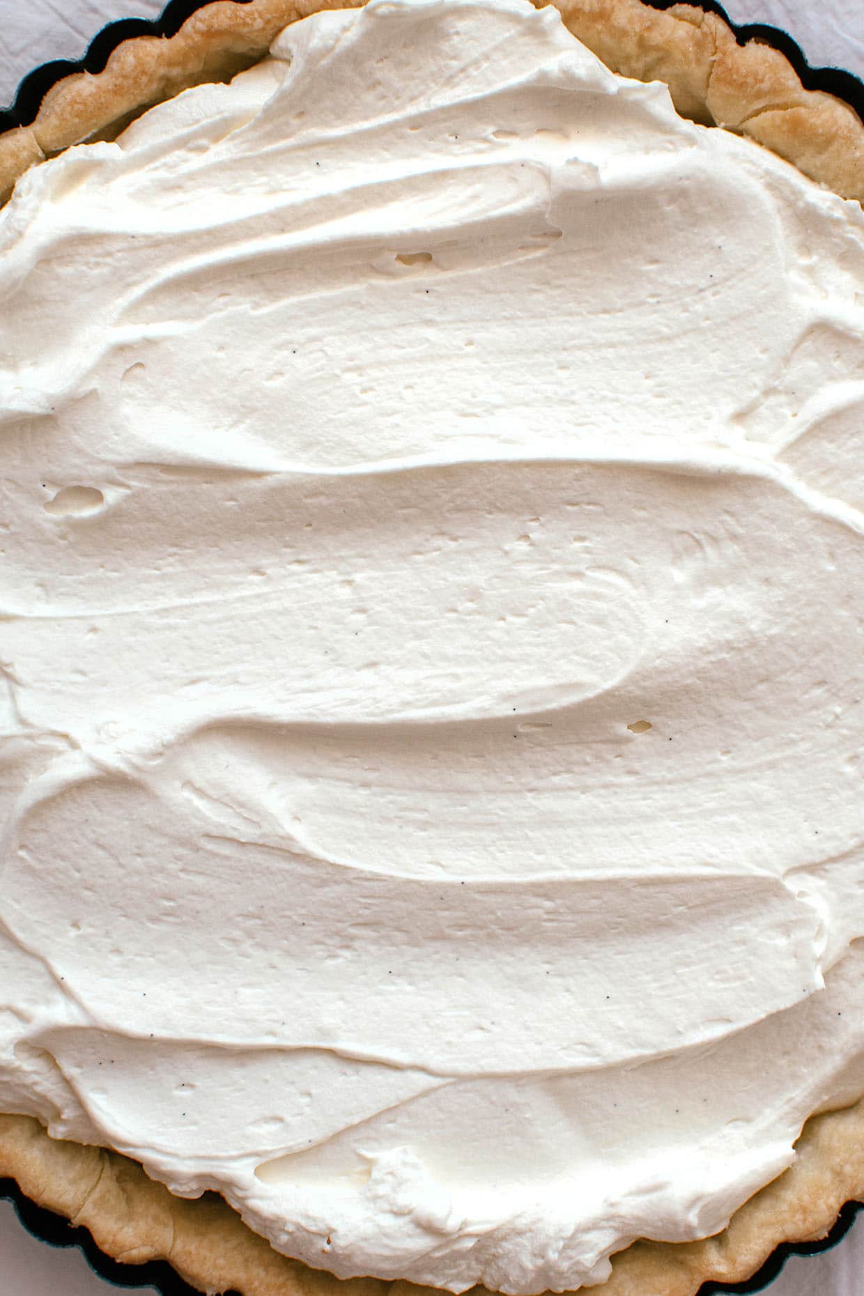 whipped mascarpone filling in a tart shell