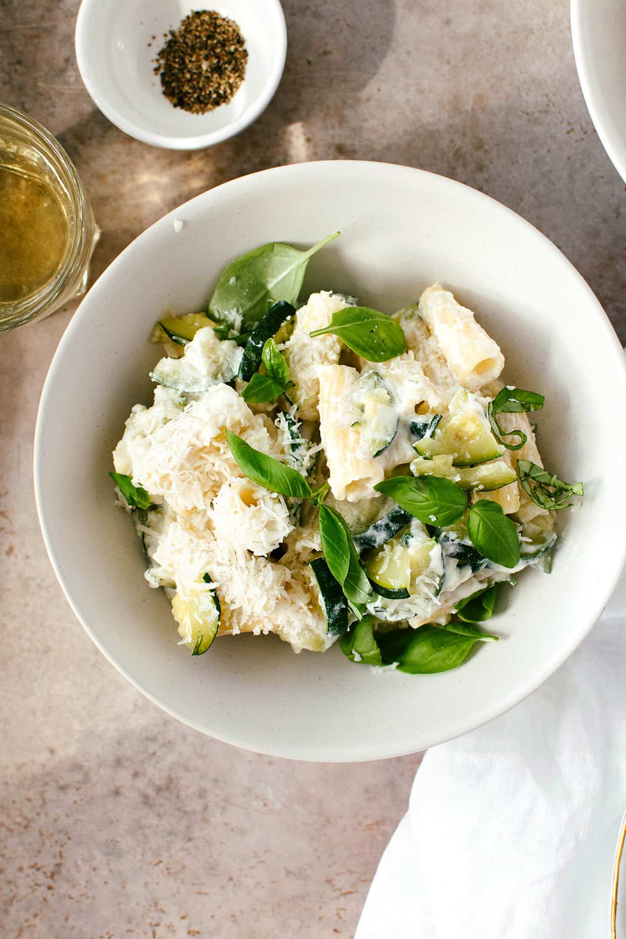 Lemon ricotta zucchini pasta