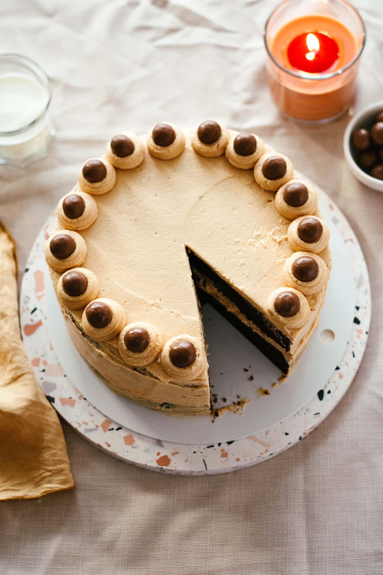 Rich chocolate peanut butter cake