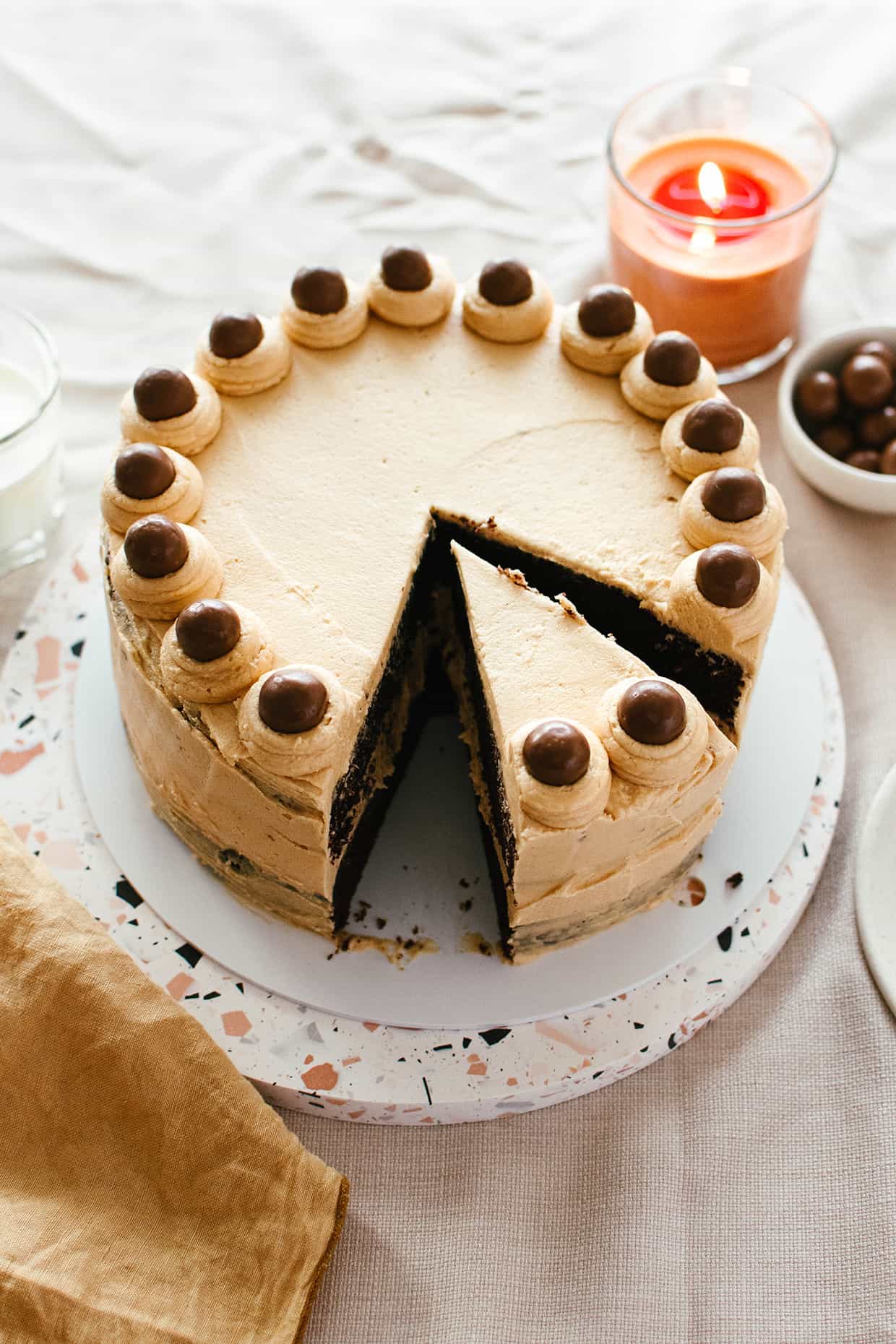 Rich chocolate peanut butter cake