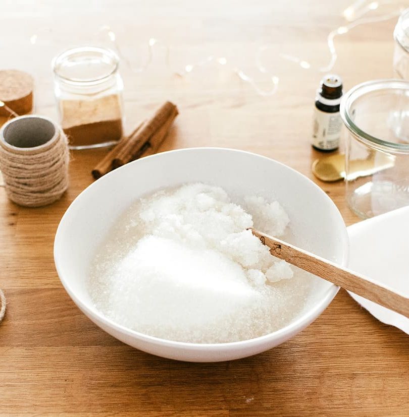sugar and coconut oil in a bowl