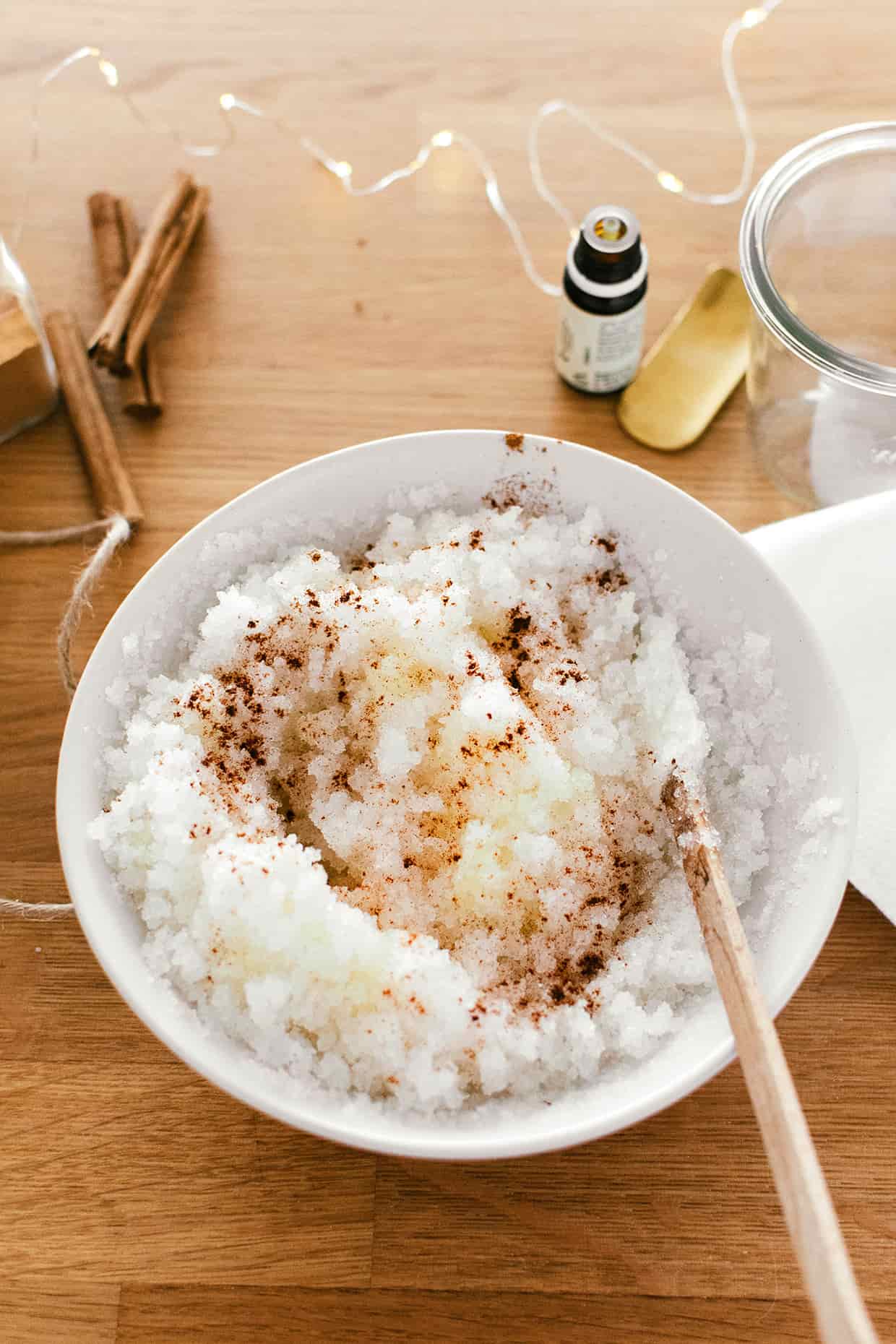 homemade orange body sugar scrub in a bowl